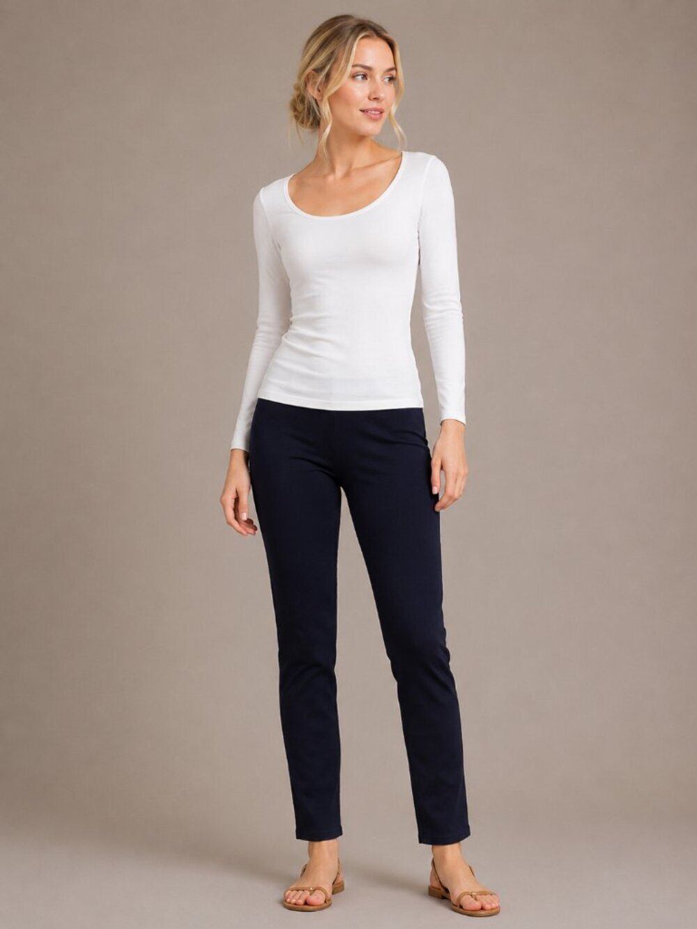 2/$30 Eileen Fisher Pullon Trouser Leggings Small Black Elastic Waist #6637